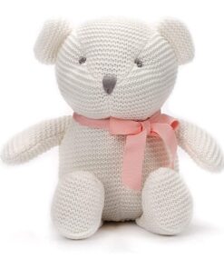 FLUFFYFUN Teddybär Weiß sitzend mit Bio-Baumwolle für Neugeborenes 16 cm