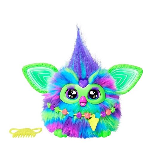 Furby Galaxy, leuchtet im Dunkeln, interaktives Plüschspielzeug Silber/Blau/Lila Deutsch 15 cm