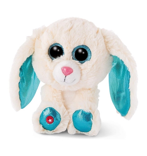 NICI 46617 Glubschis Kuscheltier Hase Wolli-Dot 15cm, Flauschiges Plüschtier mit großen Glitzeraugen