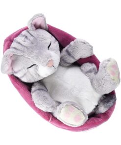 NICI Kuscheltier Schlafende Katze im Körbchen grau 16 cm 47144