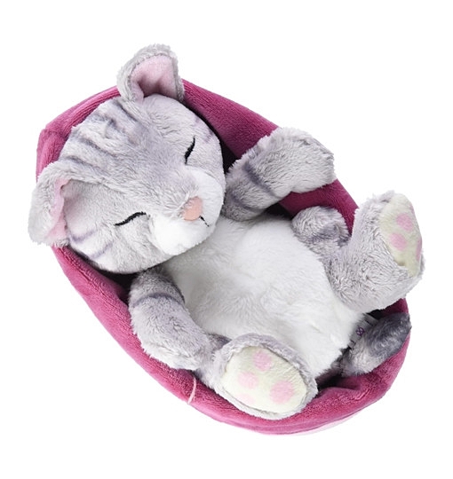 NICI Kuscheltier Schlafende Katze im Körbchen grau 16 cm 47144