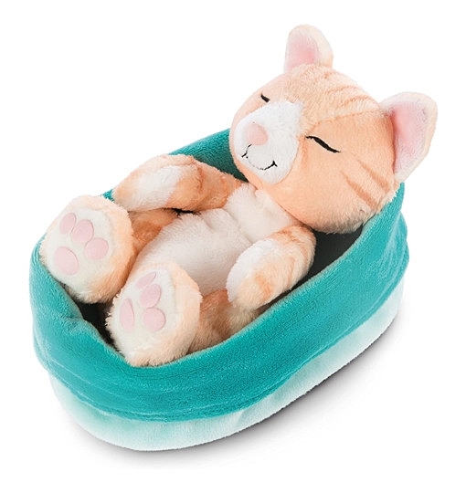 NICI Kuscheltier Kätzchen Schlafend im Körbchen braun 16 cm 47145