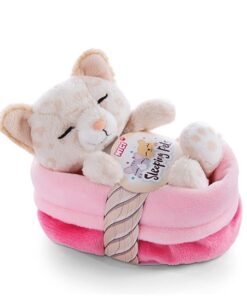 NICI Schlafendes Kuscheltier Katze im Körbchen beige 12 cm 47892