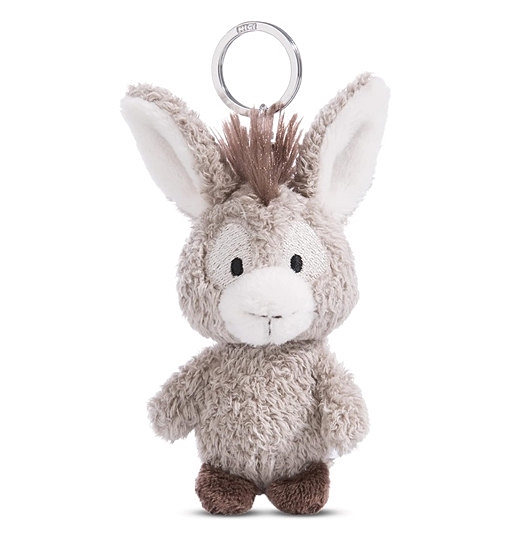 NICI 49030 Schlüsselanhänger Esel Donkeylee 10cm grau-Nachhaltiger Begleiter Kuscheltieranhänger mit Schlüsselring für Schlüsselband, Schlüsselbund & Schlüsselhalter