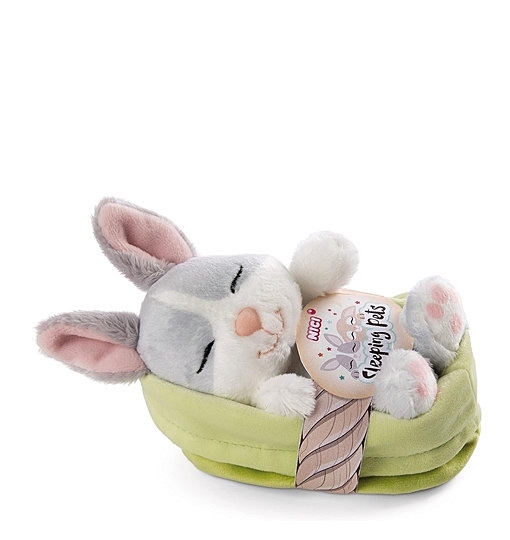 NICI Kuscheltier Hase grau 12 cm – Stofftier aus weichem Plüsch, niedliches Plüschtier im Körbchen zum Kuscheln und Spielen, für Kinder & Erwachsene, 48706, tolle Geschenkidee, hellgrau