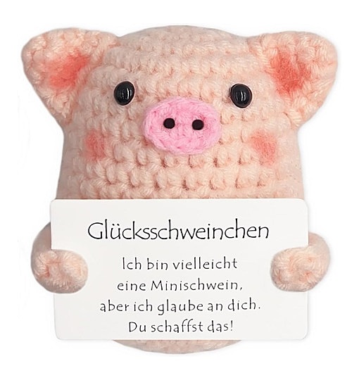 Positive Potato als Kreative Strickwolle Minischwein Glücksbringer 7 cm Deutsch