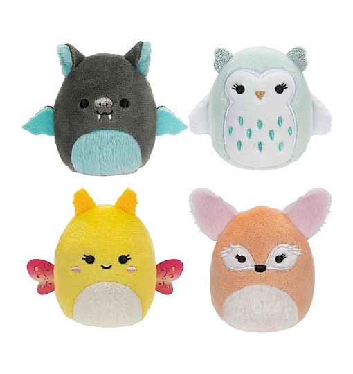 Squishville SQM0504-4er Pack Nachtaktiv Squad, superweiche Mini-Squishmallows, 5cm Plüschfiguren