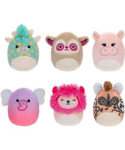 Squishville SQM0508-6er Pack Safari Squad, superweiche Mini-Squishmallows, 5cm Plüschfiguren