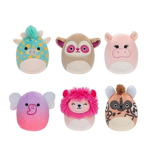 Squishville SQM0508-6er Pack Safari Squad, superweiche Mini-Squishmallows, 5cm Plüschfiguren