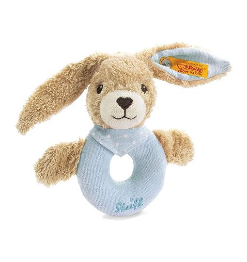 Steiff Hoppel Hase Greifring mit Rassel blau 12 cm 237522