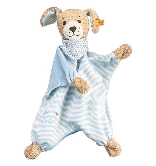 Steiff 239694 Gute-Nacht-Hund Schmusetuch Plüschtier, hellblau