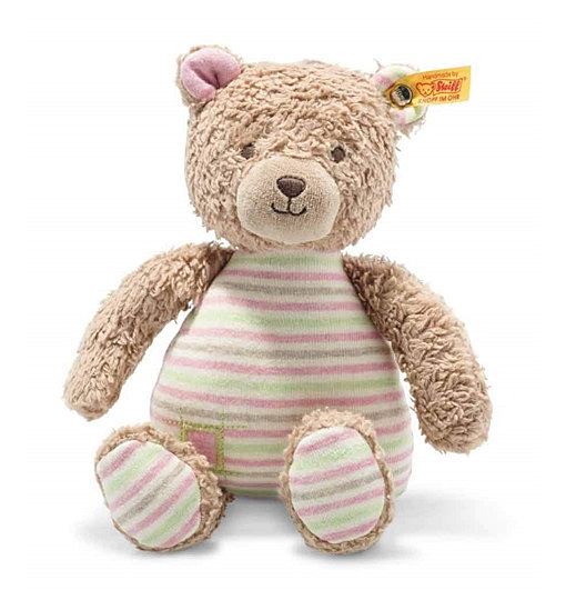 Steiff 242151 Teddybär Rosy, 24 cm, Spielzeug für Babys, GOTS Plüschtier hellbraun rosa, braun