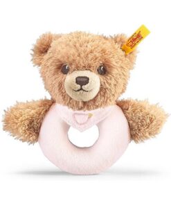Steiff Greifring mit Rassel Schlaf gut Bär rosa 12 cm 239557