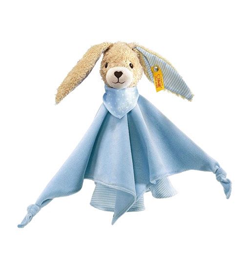 Steiff Hoppel Hase Schmusetuch - 28 cm - Kuscheltier für Babys - weich & waschbar - blau