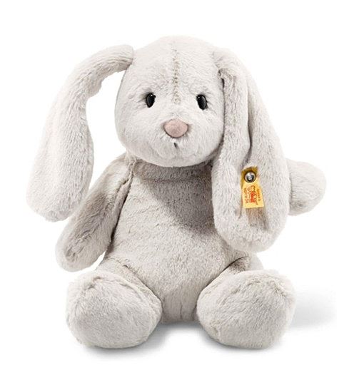 Steiff Hoppie Hase 28 cm hellgrau, Plüschtier Hase mit Schlappohren, Soft Cuddly Friends 80470