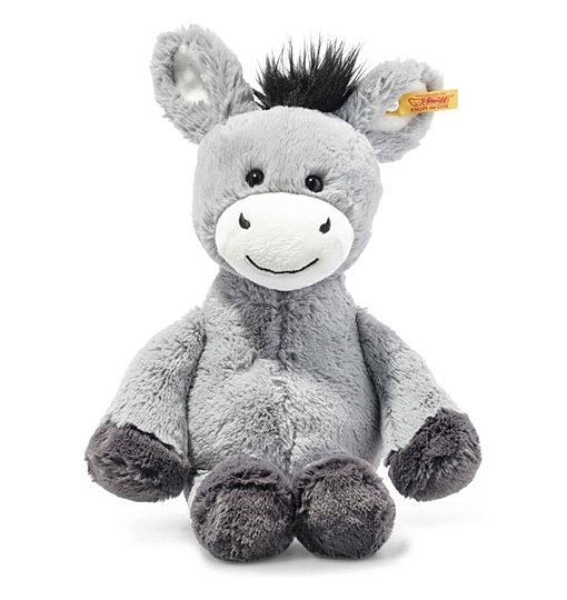 Steiff Kuscheltier Esel Dinkie, Soft Cuddly Friends, Plüschtier 30 cm, Hellgrau, 073748