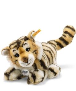 Steiff Radjah Baby Tiger-28 cm-Schlenkertier für Kinder-Plüschtiger-weich & waschbar-getigert 066269, Gelbbraunes Fell mit Schwarzen Streifen