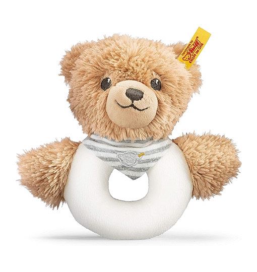 Steiff Schlaf-gut-Bär Greifring mit Rassel - 12 cm - grau 239939