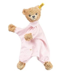 Steiff Schlaf - gut - Bär Schmusetuch - 30 cm - Teddybär mit Kleid - Kuscheltier für Babys - weich & waschbar - beige rosa 239533