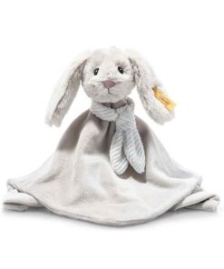 Steiff Schmusetuch Hase Hoppie, Süßes Stofftier, Jungen, Mädchen & Babys ab 0 Monaten, Soft Cuddly Friends, Plüschtier 26 cm, Hellgrau, 242250