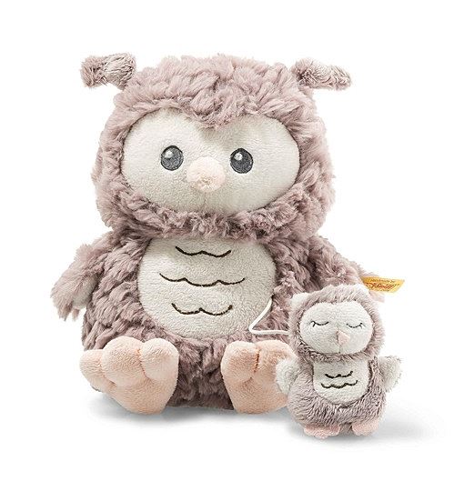 Steiff Spieluhr Eule Ollie, Süßes Stofftier, Jungen, Mädchen & Babys ab 0 Monaten, Soft Cuddly Friends, Plüschtier 21 cm, Beige, 241840
