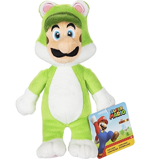 Super Mario Plüsch Figur Katzen Luigi 18 cm Offizielles Kuscheltier
