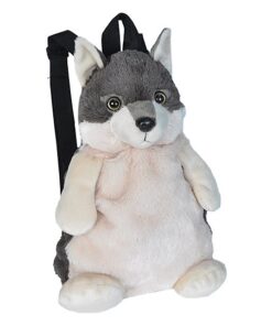 Wild Republic 20991 Wolf Plüschtier, Kuscheltier, Rucksack Stofftier, 36 cm, Multi